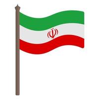 iranian flagga. de tyg är dekorerad med de stat emblem av de islamic republik av iran. vektor