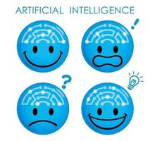 künstliche Intelligenz blaues Emoji-Set vektor