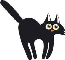 niedliches halloween schwarze katze große augen vektordesign vektor