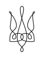 vektor nationella ukrainska symbol treudden ikon. handritad kalligrafi ukrainska statens vapen emblem svart färg illustration platt stil bild