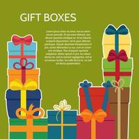 Hintergrund mit bunten Geschenkboxen. Vektor-Illustration. vektor