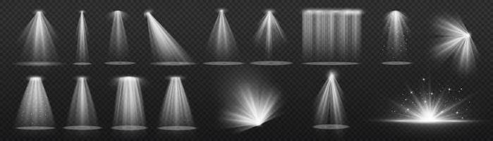 vektor strålkastare. vit Färg ljus effekt. lysande isolerat gyllene gnistrande ljus effekt. gnista strålkastare särskild effekt design. stråle vektor element.