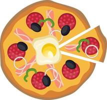 pizza med ett skära bit vektor illustration på en vit bakgrund