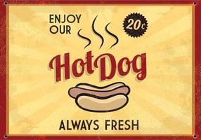 Retro Glühen Hot Dog Zeichen Vektor