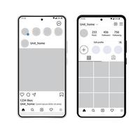 mobil Instagram gränssnitt mall i svart och vit vektor