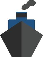 schwarz-blaues Industrieschiff, Illustration, Vektor auf weißem Hintergrund.