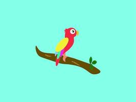 Papagei auf Baum, Illustration, Vektor auf weißem Hintergrund.