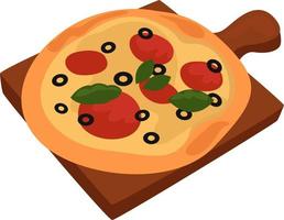 leckere Pizza, Illustration, Vektor auf weißem Hintergrund