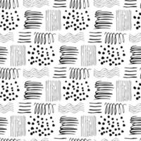 sömlös hand dragen mönster med annorlunda fläckar. abstrakt stroke textur för tyg, papper, textil, kläder. vektor illustration