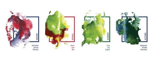 abstraktes Aquarell-Hintergrunddesign. Vektor handgezeichneter Aquarellpinselfleck. bunt gemalter Strich. Jahreszeiten Stimmung und Melodie.