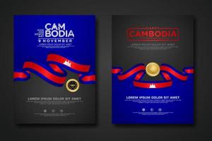 uppsättning affisch design cambodia oberoende dag bakgrund mall vektor