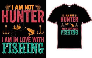 jag am inte jägare jag am i kärlek med fiske t skjorta design. fiske t skjorta design. vektor