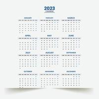 2023 ett sida vektor kalender mall