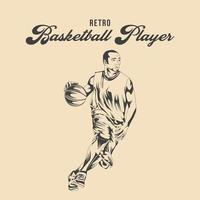 Retro-Basketballspieler-Vektorvorratillustration vektor