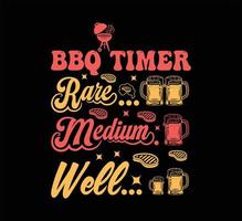 BBQ-Timer seltenes Medium-Well-T-Shirt-Design vektor