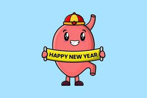 söt tecknad serie mage kinesisk håll Lycklig ny år vektor