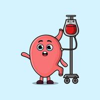 niedlicher cartoon des magens mit bluttransfusion vektor