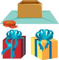 gåva lådor och öppnad låda uppsättning vektor
