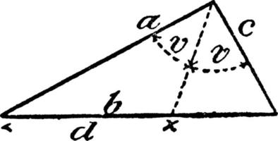 Modell der geometrischen Proportionen in einem Dreieck, Vintage-Illustration. vektor