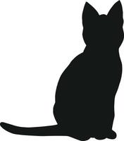 Katzenschattenbild lokalisiert auf weißem Hintergrund. schwarze handgezeichnete Vektorgrafiken eines Haustieres. einfache Vektorillustration eines Tieres vektor