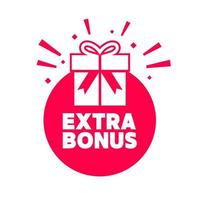 Extrabonus mit Etikett der Geschenkbox. Vektor