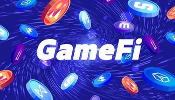 gamefi tokens crypto valuta tema baner. digital pengar faller. vektor