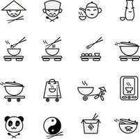 China Food Icon Pack, Illustration, Vektor, auf weißem Hintergrund. vektor