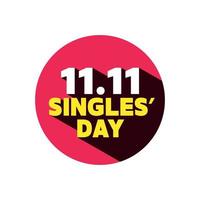 11.11 Singles' Day Sale Label mit langem Schatten. Symbol für Werberabatte. Vektor