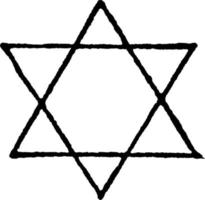 Star entwirft ein Emblem, das in der ganzen Welt als Dekoration und insbesondere in Synagogen zu sehen ist, Vintage-Gravur. vektor