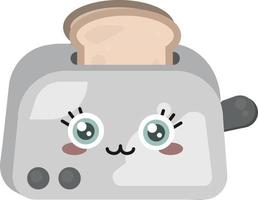 Toast und Toaster, Illustration, Vektor auf weißem Hintergrund