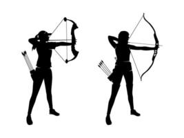 weibliche bogenschützen-silhouette-sammlung vektor