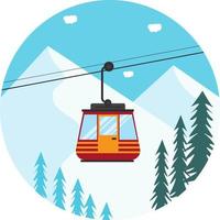 Seilbahn, Illustration, Vektor auf weißem Hintergrund.