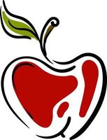 en röd äpple tecknad serie, vektor eller Färg illustration.