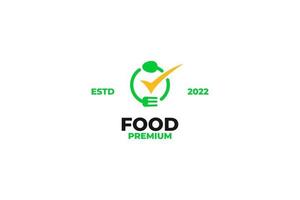 Flache Food-Check-Logo-Design-Vektor-Illustration vektor