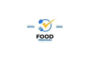 Flache Food-Check-Logo-Design-Vektor-Illustration vektor