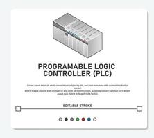 industriell plc programmerbar logik kontrollant med inmatning och produktion enkel vektor redigerbar stroke