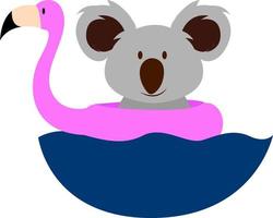 Koala im Wasser, Illustration, Vektor auf weißem Hintergrund.