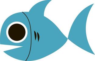 blå fisk med stor ögon, illustration, vektor på vit bakgrund.