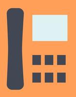 Schwarzes und orangefarbenes Telefon, Illustration, Vektor, auf weißem Hintergrund. vektor