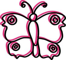 elegant rosa fjäril, illustration, vektor på en vit bakgrund
