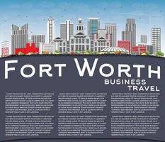 Fort Worth Skyline mit grauen Gebäuden, blauem Himmel und Kopierraum. vektor