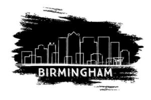 Skyline-Silhouette von Birmingham. handgezeichnete Skizze. vektor