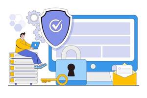 flaches netzwerksicherheitskonzept. minimale Vektorillustration des Entwurfsdesignstils für Zielseite, Webbanner, Infografiken, Heldenbilder vektor