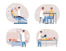 flacher zusammensetzungssatz mit vier medizinischen diagnosegeräten vektor