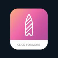 freizeit sport surfbrett surfen mobile app button android und ios line version vektor