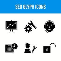 6 seo glyph-ikoner vektor