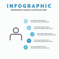 Instagram-Personenprofil legt Benutzerliniensymbol mit 5-Schritten-Präsentationsinfografiken-Hintergrund fest vektor