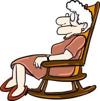Oma im Stuhl, Illustration, Vektor auf weißem Hintergrund