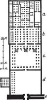 plan des ramasseums ist der gedenkstempel oder totentempel des pharaos ramses ii, vintage gravur. vektor