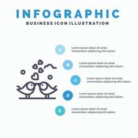 brud hjärtan kärlek kärleksfull bröllop linje ikon med 5 steg presentation infographics bakgrund vektor